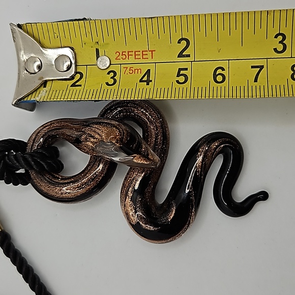 Murano Style Lampwork Glitter Glass Snake Pendant with Cord Necklace - Picture 7 of 7
